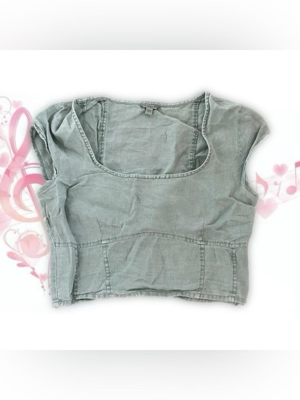 guess sage green square neck crop top